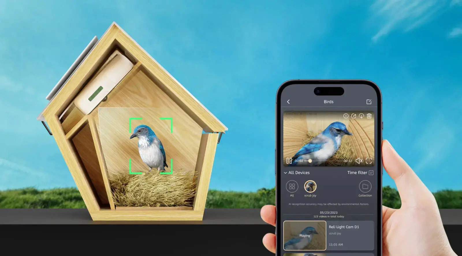 Birddy Smart Birdhouse Con Fotocamera - Nido Uccelli AI, Energy Solare, WiFi Per Birdwatching - Foto 7